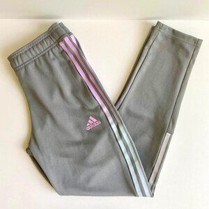 🆕 Adidas Girls' Grey with Pink & Blue Ombre Striped Zippered Track Pants